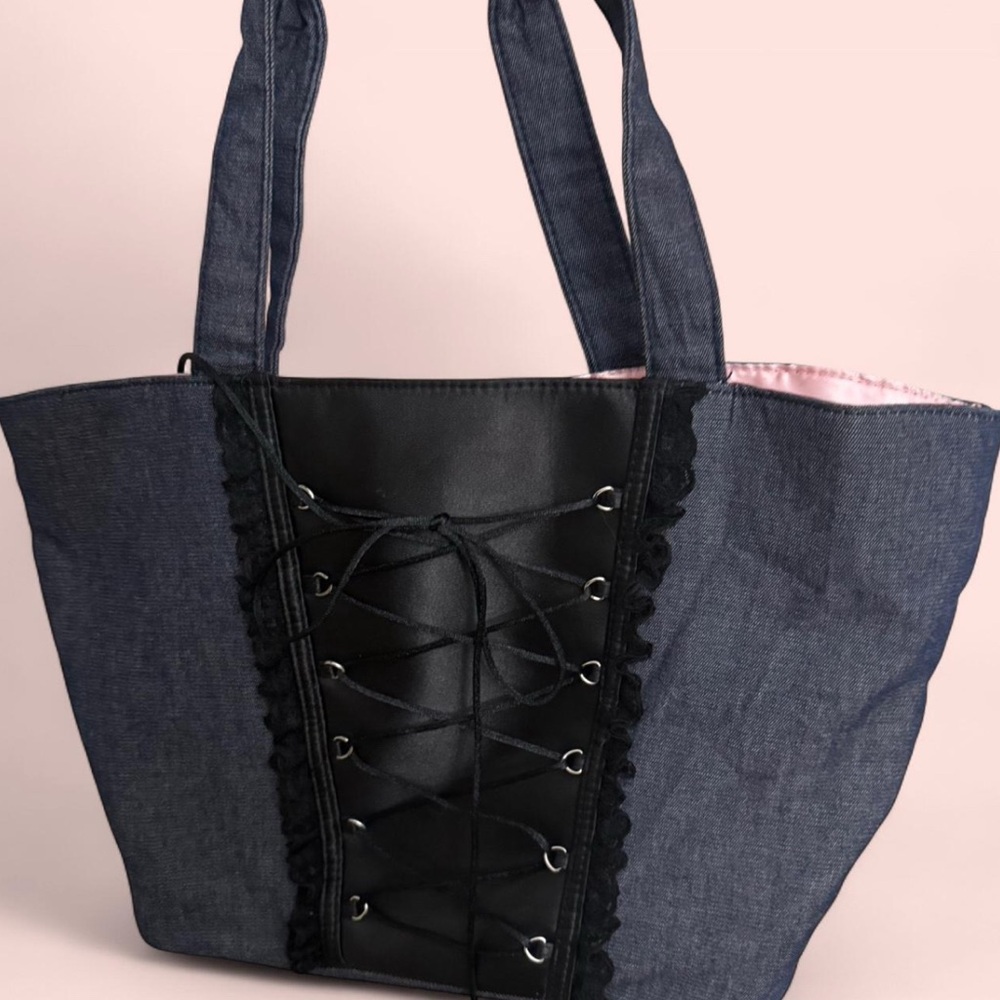Victorias Secret Stylish Black and Blue Women's Tote Bag